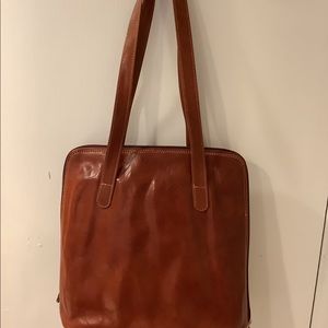 Brown leather shoulder bag/brief case